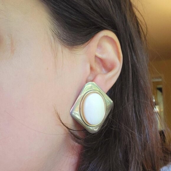 Vintage Modernist Chunky Stud Earrings - Picture 1 of 12
